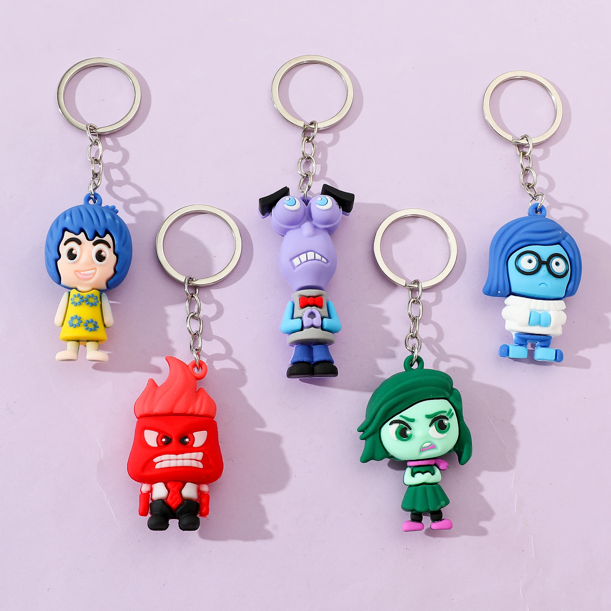 Disney Anime Inside Out 2 Keychain Figure Joy Anxiety Envy Ennui Cartoon Doll Bag Keyring for Men Women Christmas Jewelry Gifts