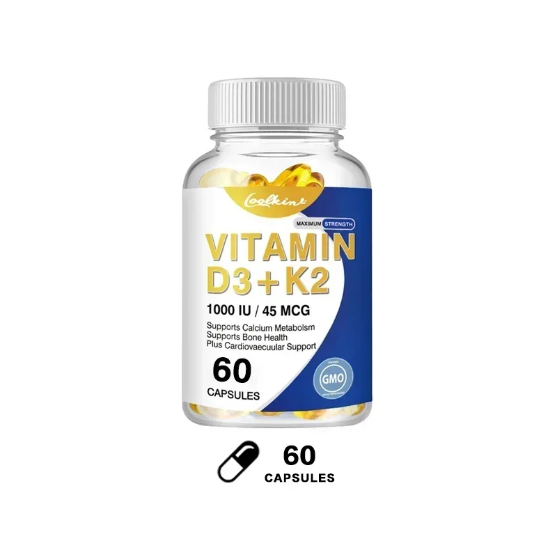 Natural Organic Vitamin D3+K2 Capsules - Contains Multiple Vitamins and Minerals