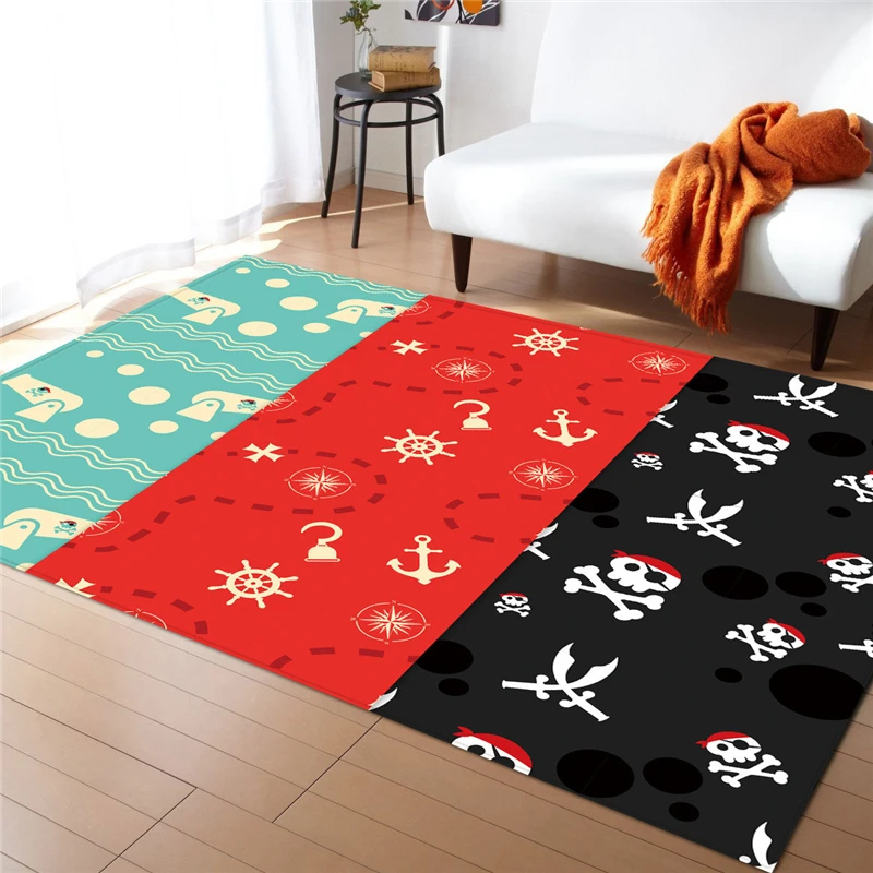 Retro Big Skull Carpets And Rugs, Living Room, Bedroom, Bedside,Sofa,Floor Mats,Anti-Slip Foot Pad, Halloween Kids Play Area Rug