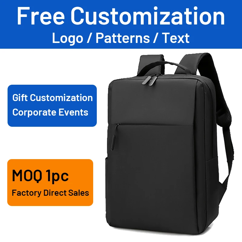 High-End Business Backpack with Custom Logo, Unisex Commuter Backpack, 15.6-Inch Laptop Bag, Lightweight Gift School Bag