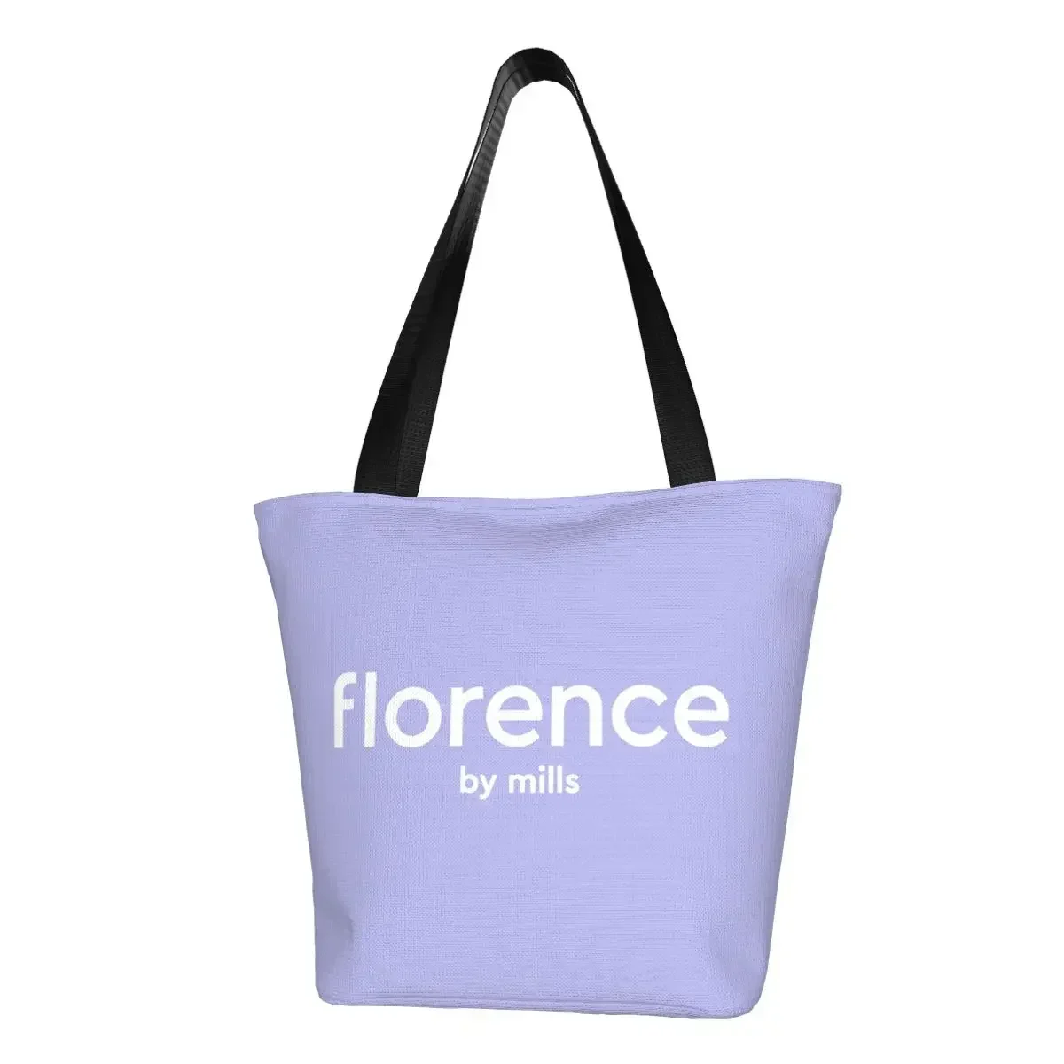 Florence By Mills Groceries Shopping Bags Funny Printing Canvas Shopper Shoulder Tote Bags Large Capacity Portable Handbag