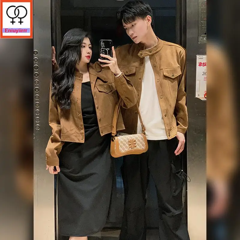 Matching Couple Clothes 2024 Autumn Coats Holiday Honeymoon Outfits Date Female Male Lovers Retro Couple Button Short Jackets