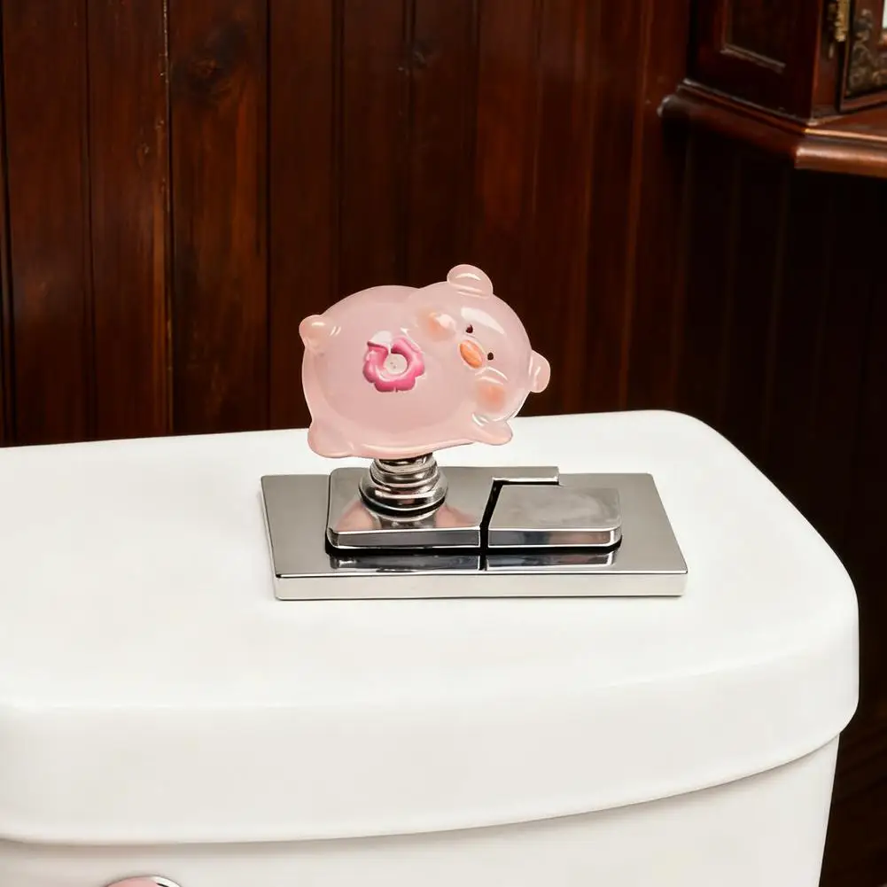 1PC Handle Toilet Press Button Cute Pig Shaped Press Tank Push Switch For Toilet Bathroom Water Tank Buttons Flush Accessories