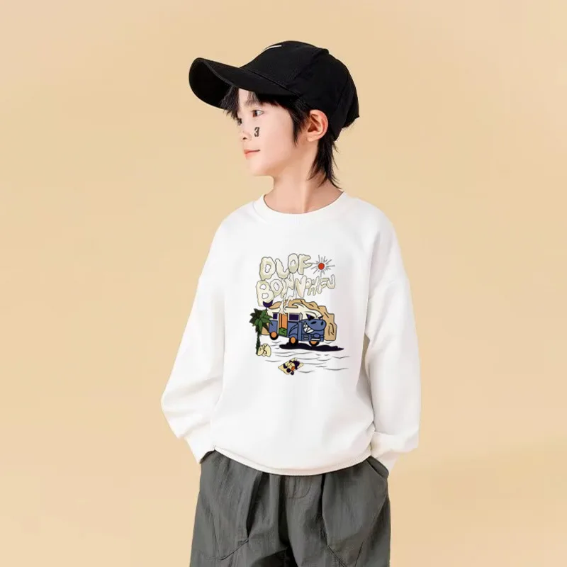 

Boys' Sweater Spring And Autumn Style New Mid Sized Children's Autumn Top Boys' Autumn Bottom Shirt Fashionable And Fashionable