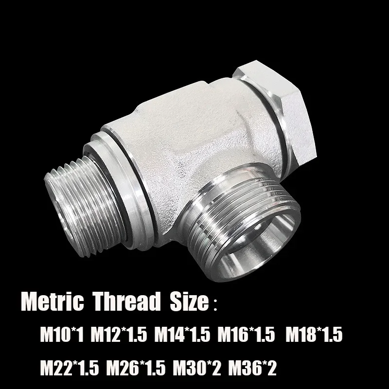 Metric Thread M10~36mm Hydraulic Fittings 24Degree Cone Sealing Ferrule Adjustable Joint Transition Joint Through-hole joint