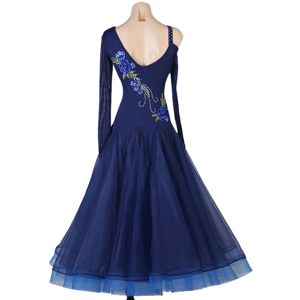 Party Ballroom Dress Decal Flamenco Dress Strap Waltz New Dress Competition Orange Long Sleeve Without Back