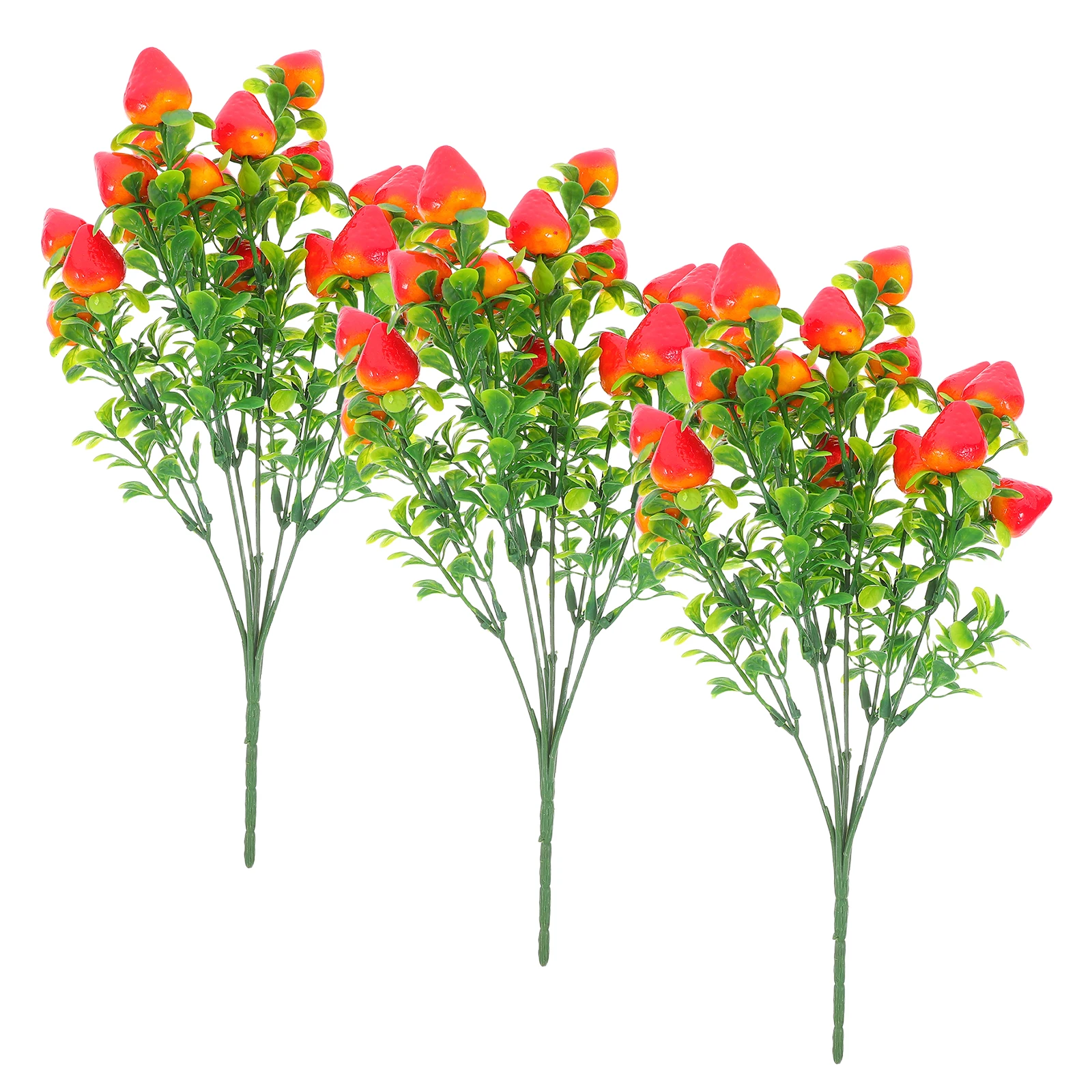 

3 Pcs Artificial Strawberry Plants Realistic Fruits Home Decor Plastic Branches Living Room Bedroom Office Photoshoot Props
