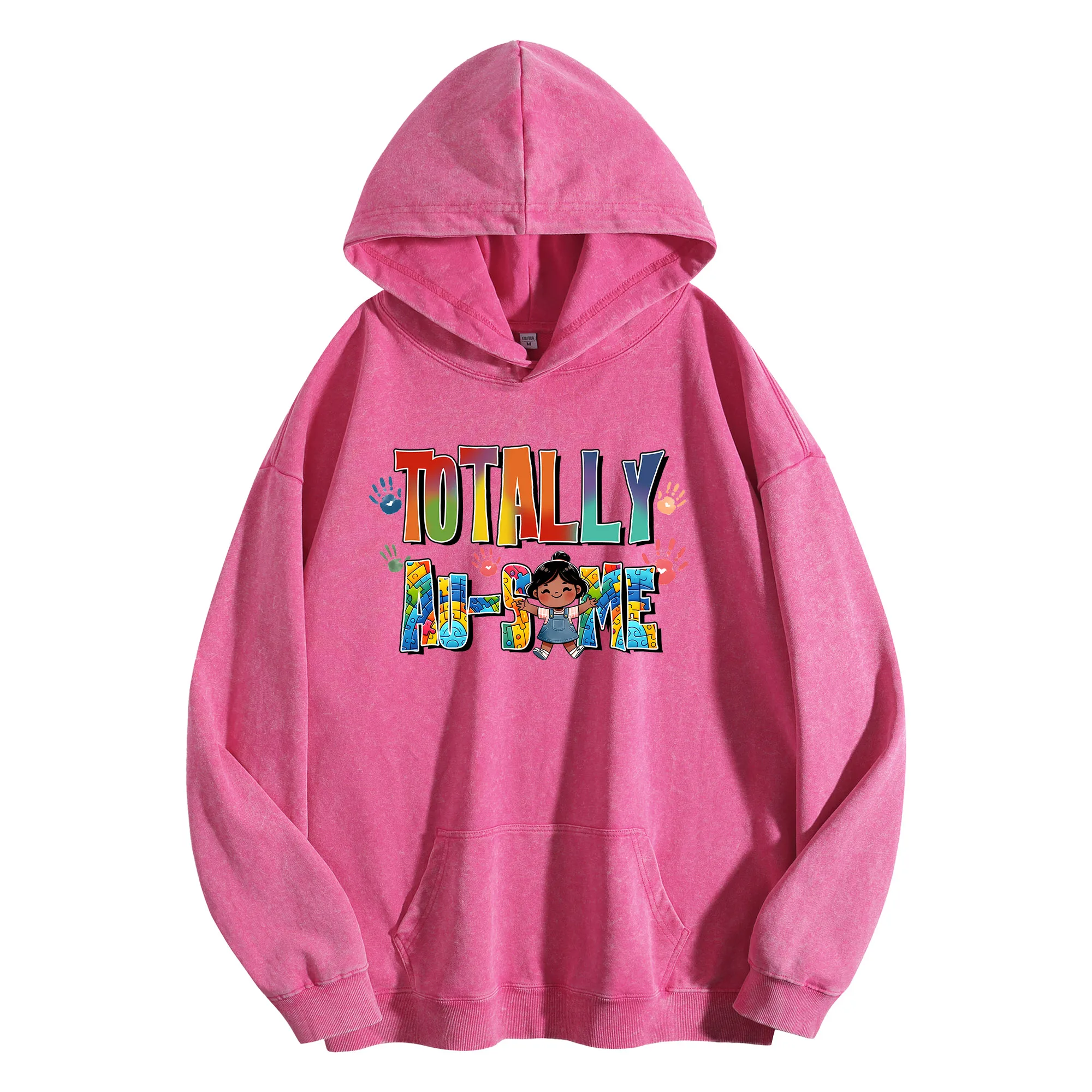 سترة بغطاء للرأس كلاسيكية مغسولة 400G مطبوعة برسومات رائعة تمامًا للجنسين، بلوفر كبير الحجم، مجموعة الخريف/الشتاء #3