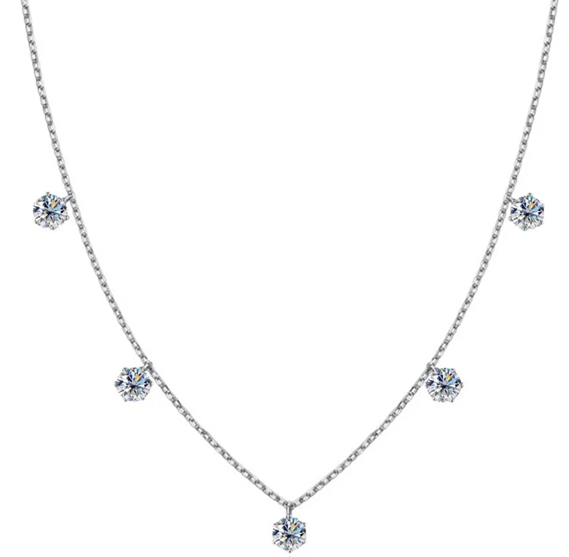 

Serenity D Color 5 Stones 5mm Full Moissanite Bright Necklace For Women GRA Certified S925 Silver Necklace Plated Pt950 Jewelry