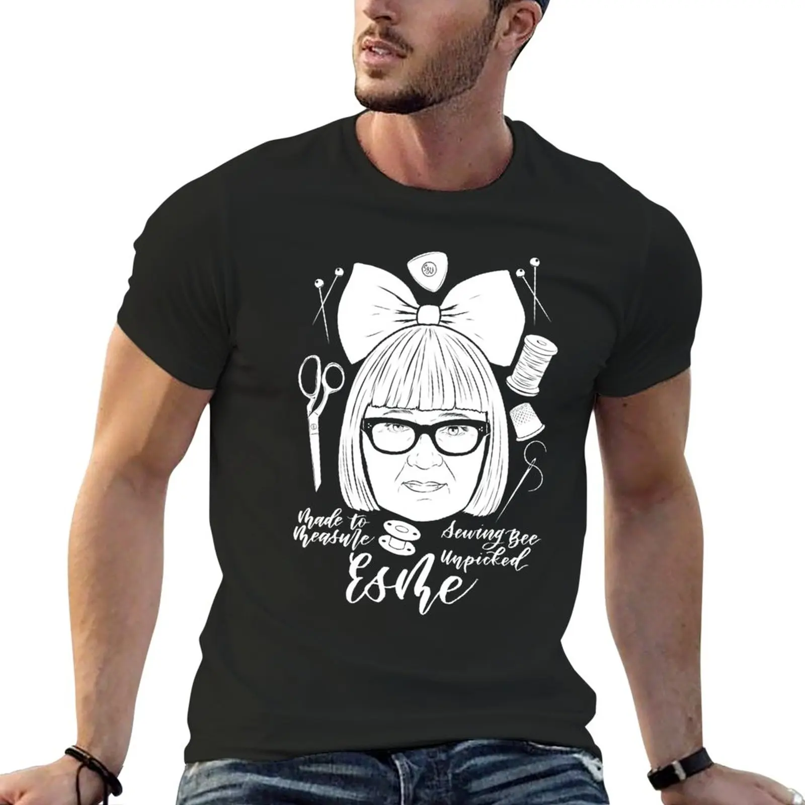 Esme made to measure - black lines T-Shirt quick drying shirts graphic tees plus size tops kawaii clothes mens white t shirts