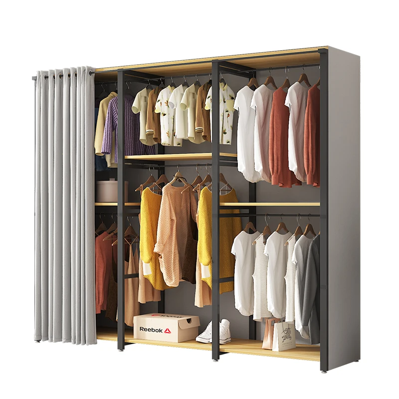 

Wardrobe household bedroom rental house with full steel frame thickened