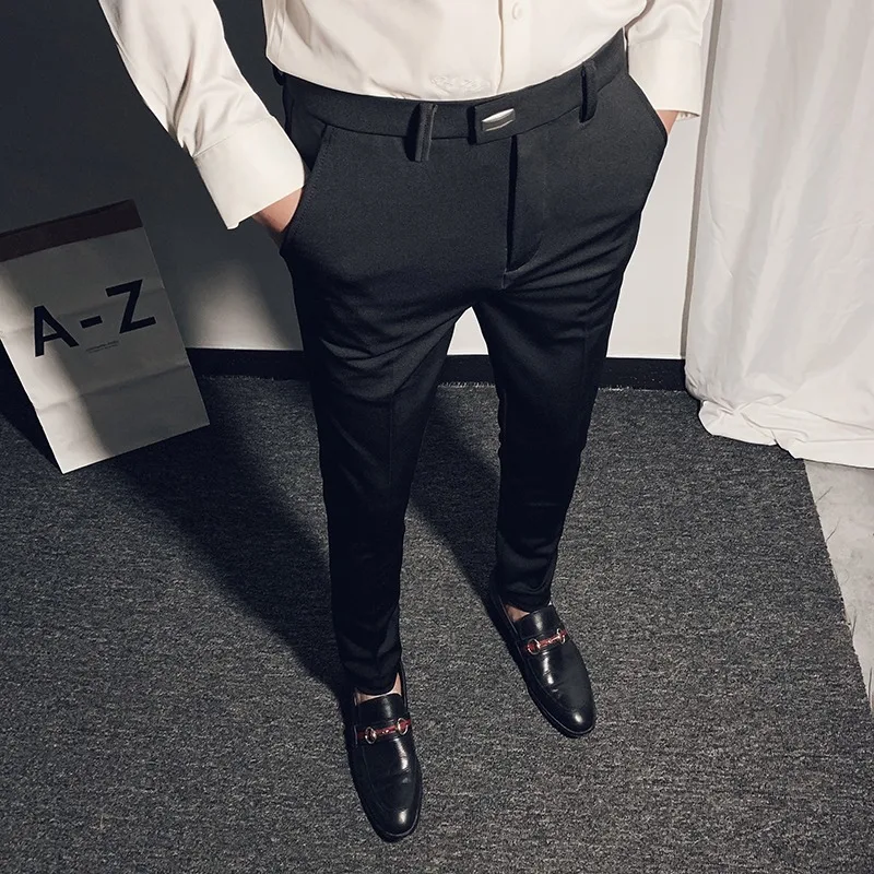 

Men's suit trousers 2022 spring and summer business casual pants men's fashion high-quality solid color slim trousers men 28-36