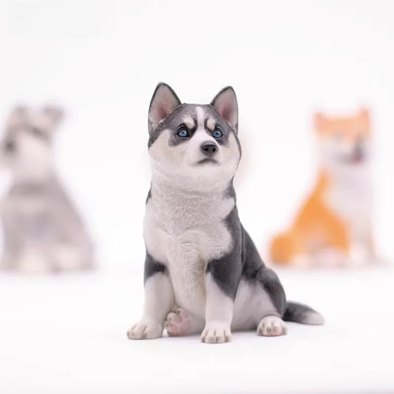 JXK 1/6 Skala Sibirski Husky/Shiba Inu/Schnauzer/Bichon Frise Model Symulacyjny Psa Zwierzęcia Pasujący do Dekoracji Biurka