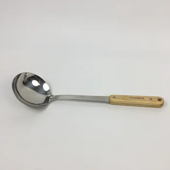 NAIAOHCR 가정용 스푼, 18/8 스테인레스 스틸 수프 스푼, 그레이비 국자 서빙 스푼, 호두 손잡이, 드로잉 프로세스