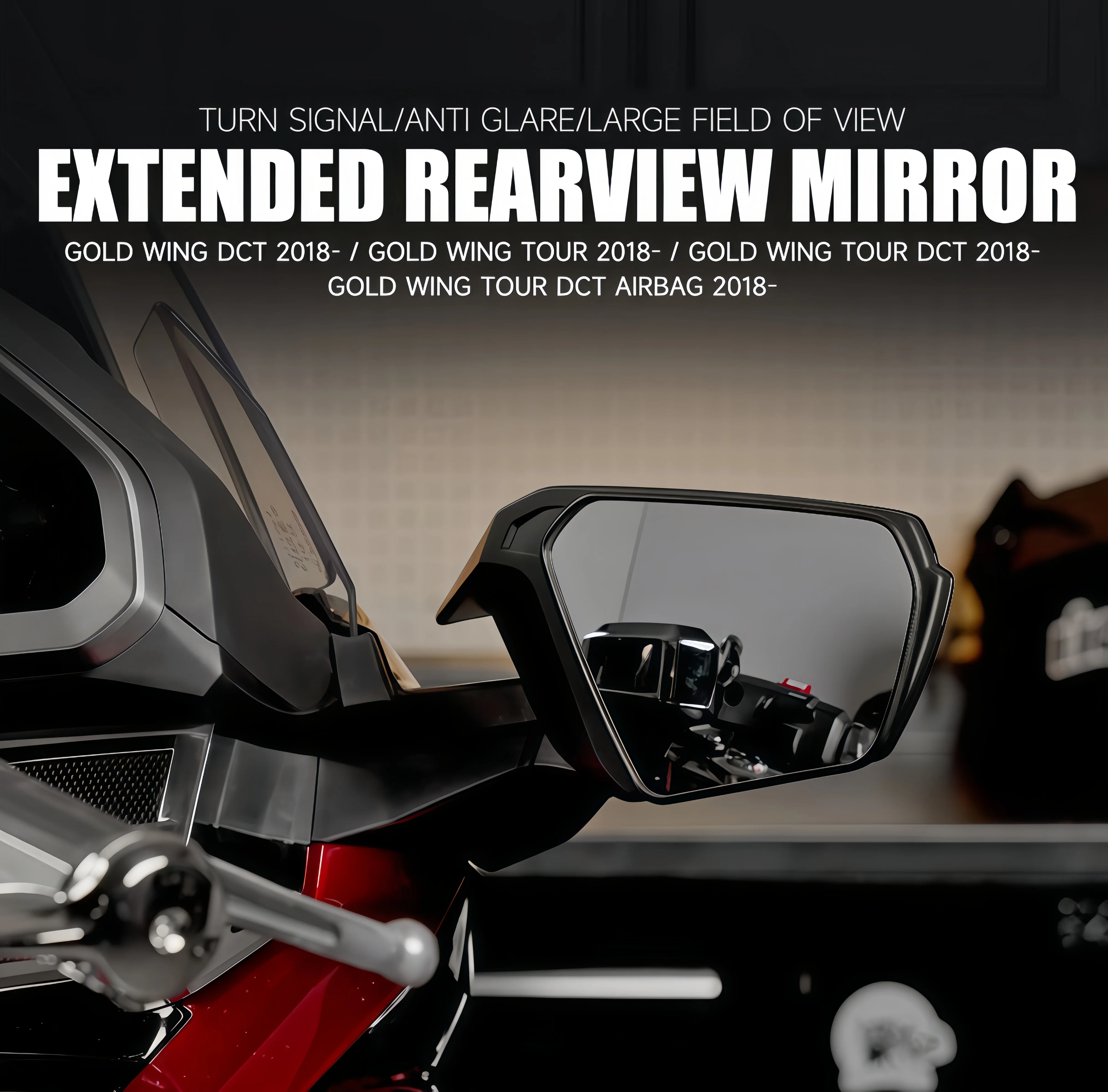 Motorcycle Extended Convex Mirrors With Sequential Turn Signals rearview mirror For Honda Gold Wing Tour DCT Airbag 2018-2025