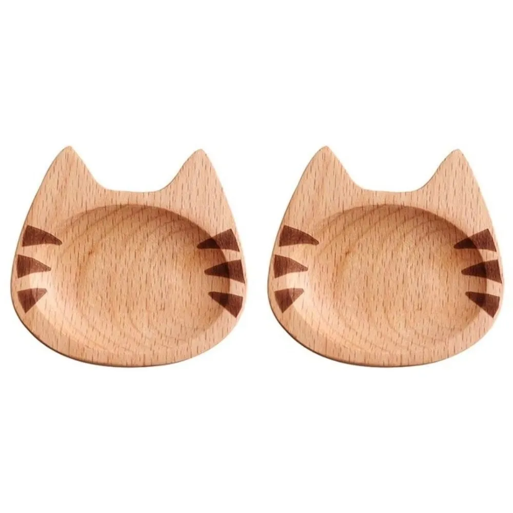 Gifts Mini Cat Shape Dish Cartoon Kitchen Tools Soy Tray Wooden Wooden Flavoring Sushi Mustard Plate