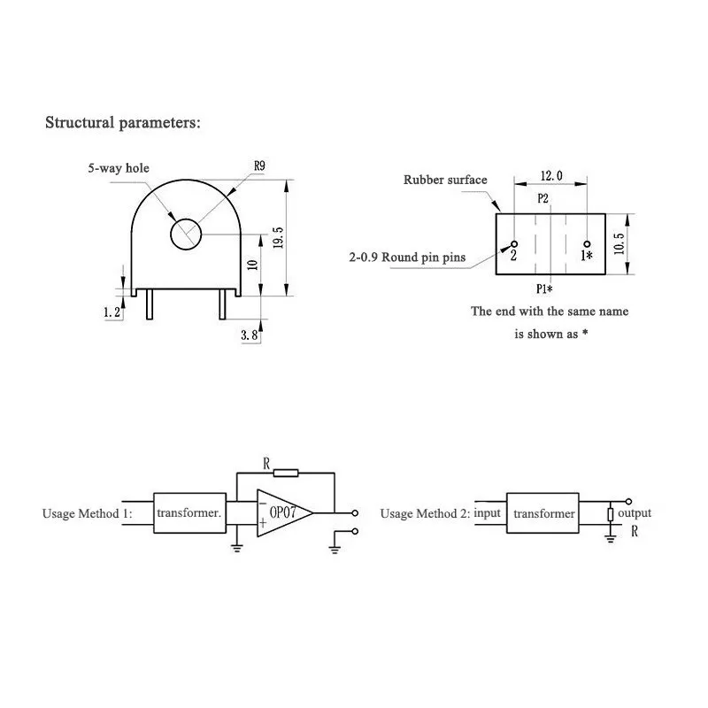 HWCT-5A5MA 5A:5mA AC-Stromwandler-Sensor 0,5 Präzision PCB-Montage für Energiemessgeräteüberwachung – Detail 1