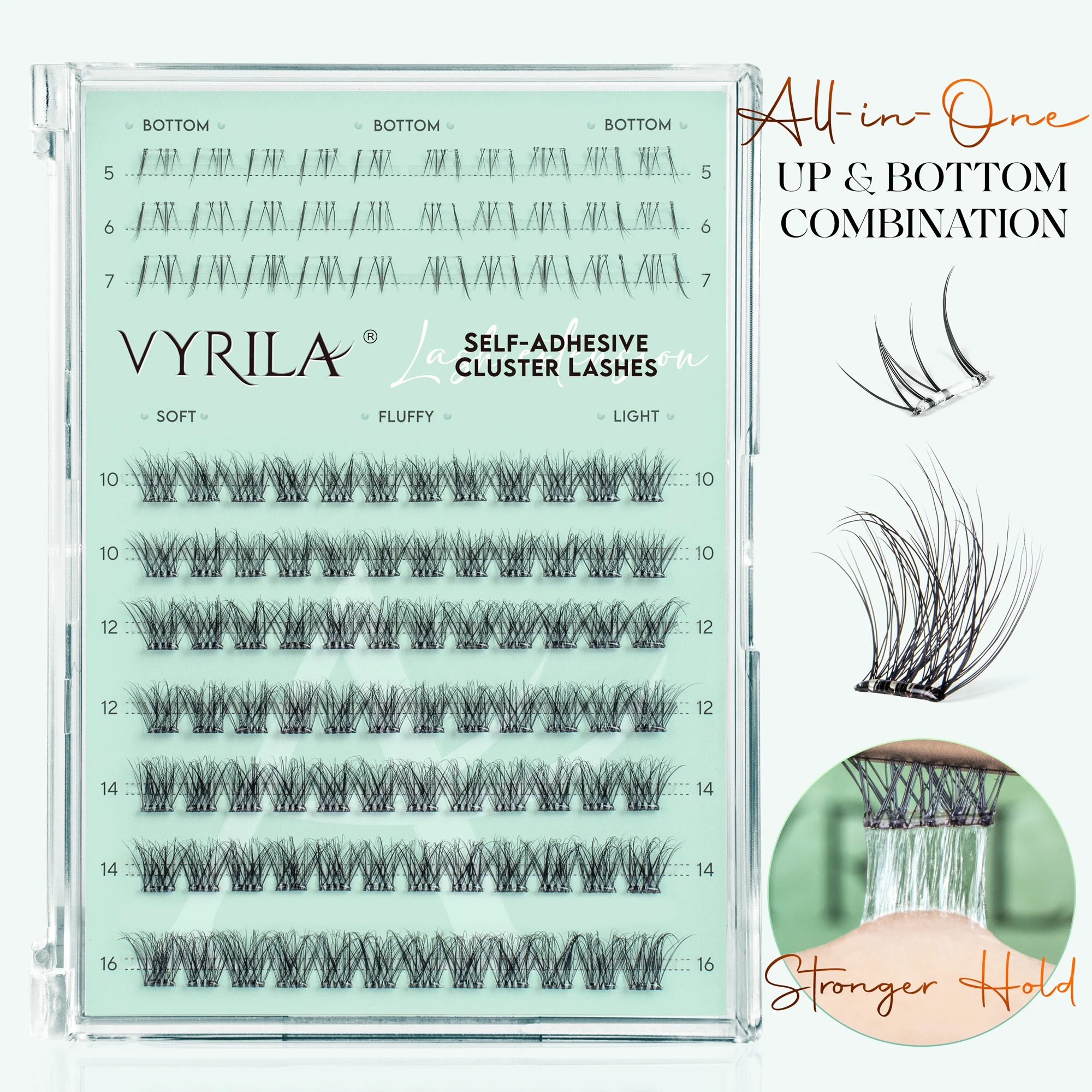 

Накладные ресницы VYRILA: верхние и нижние пучки, самоклеящиеся, натуральные, без клея, с нижними пучками, без ленты, для быстрого нанесения