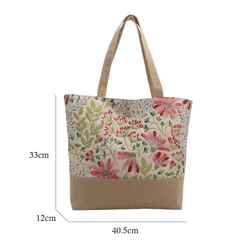 Fashion Women Summer Linen Bag Beach Shoulder Bag Girls Handbags Bucket Bag Large Capacity Retro Tote Bags