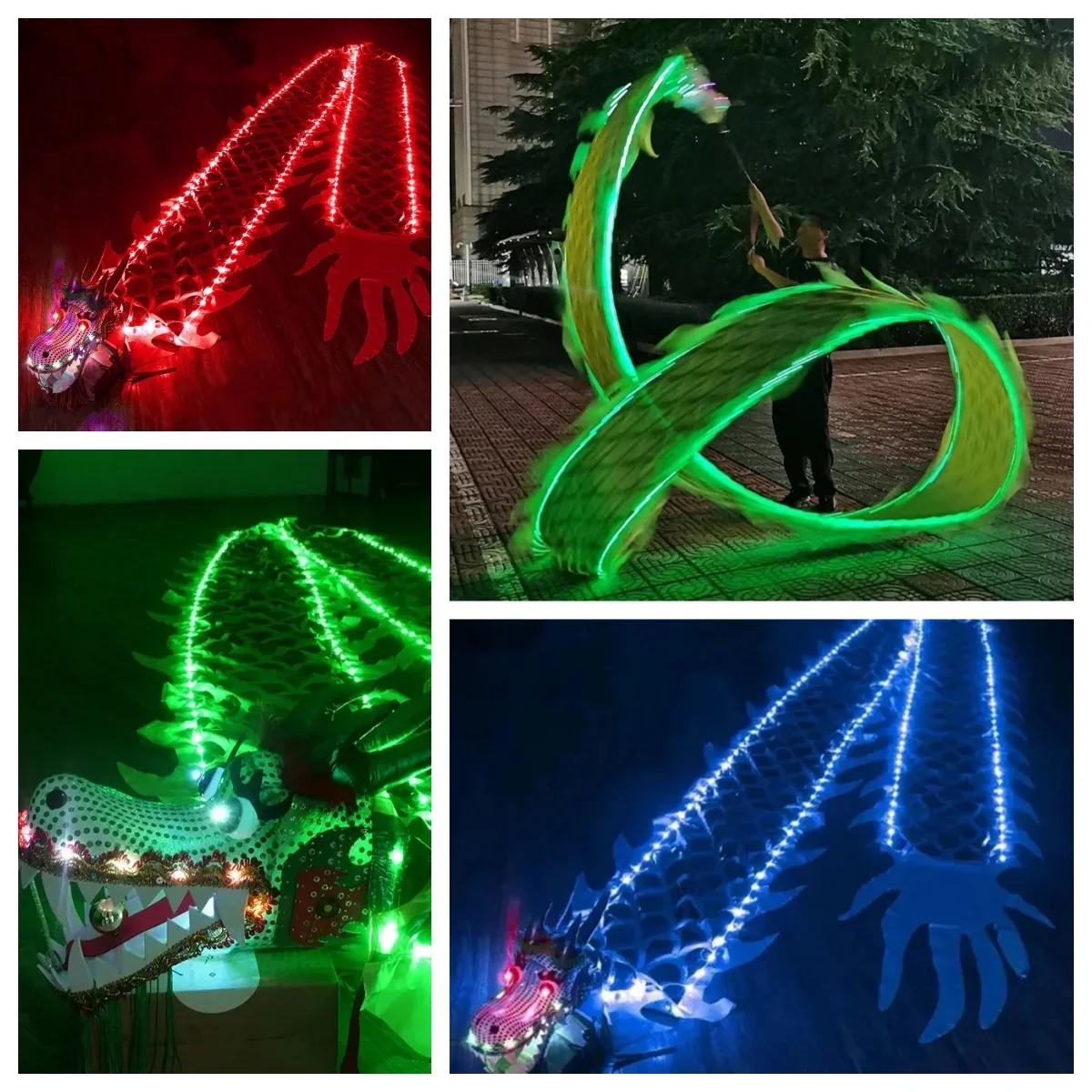 Accesorios coloridos de Fitness al aire libre para niños, juguetes de baile de dragón luminoso, regalos de Festival, juguetes interactivos divertidos para padres e hijos