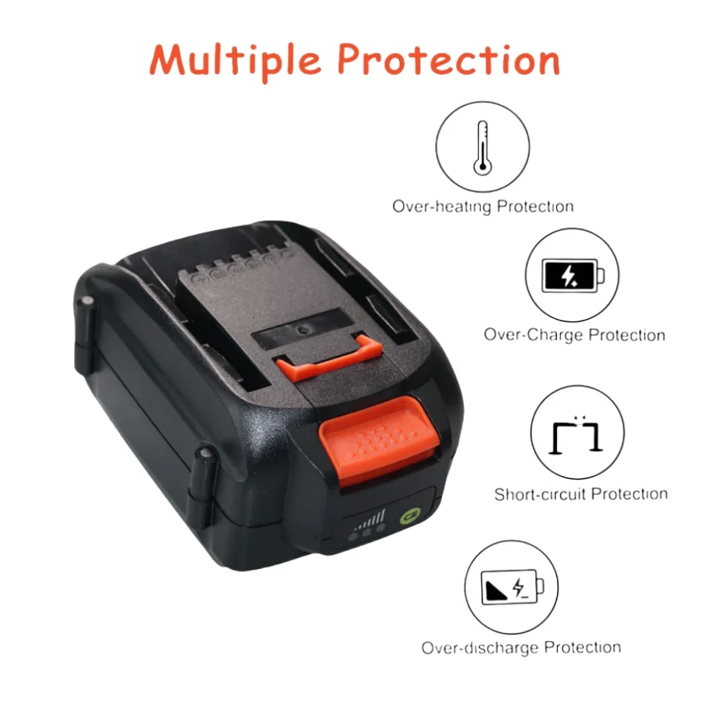สำหรับ worx 20V 4.0/6.0/8.0ah แบตเตอรี่ไร้สายเครื่องมือสำรองแบตเตอรี่ WA3572 WX390 WA3553 WA3551 WX176 WX178แบตเตอรี่