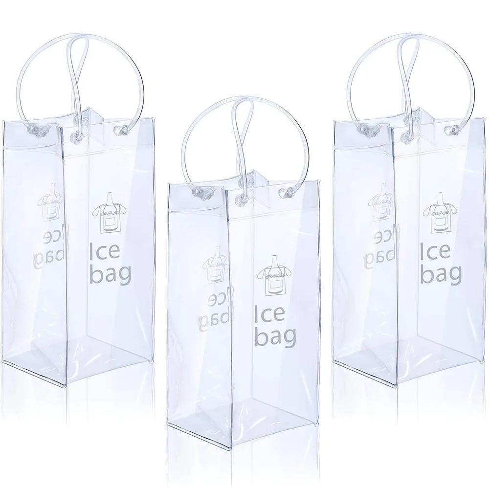 

3PCS Collapsible Clear PVC Pouch Wine Cooler Bag PVC Wine Pouch Bags for Champagne Cold Beer White Wine Chilled Beverages