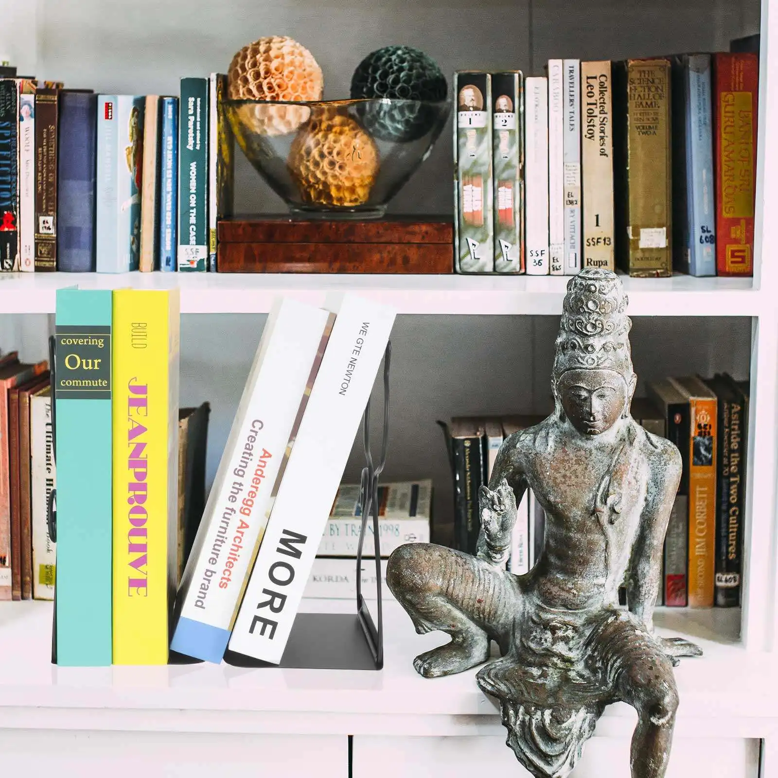 

2 шт. металлические подставки для книг, полированная поверхность без заусенцев, прочный органайзер для полок, для дома, офиса, кабинета, декора