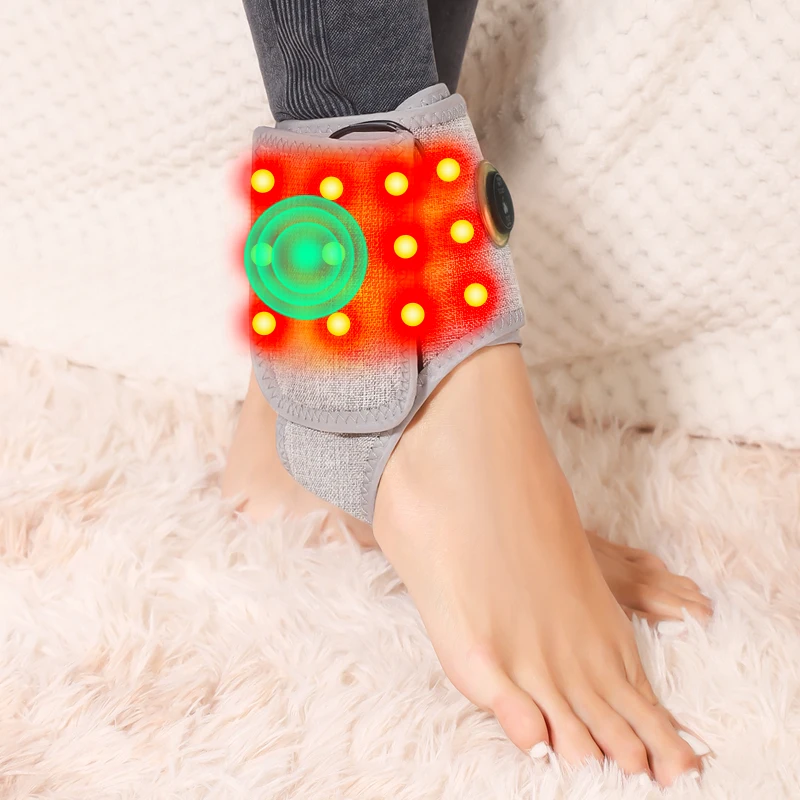 

Wrap Around Ankle Massager Red Light Therapy USB-Powered Timed Heat Vibration Modes Sports Sprain Recovery Joint Soreness Relief