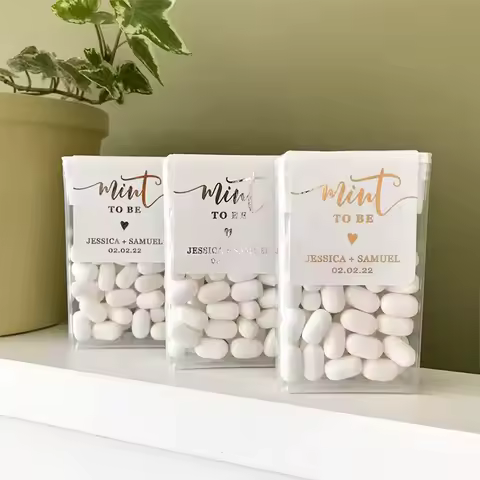 42Pcs Personalized Mint to Be Wedding Stickers Custom Candy Labels Anniversary Engagement Party Favors Gift Tic Tac Idea Sticker