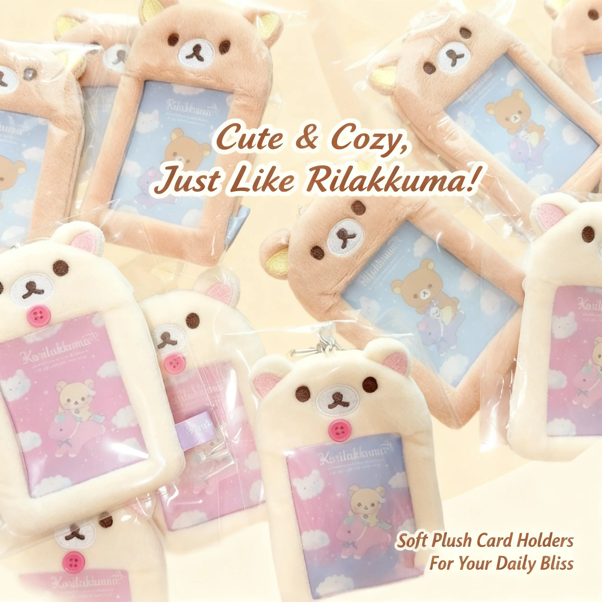 

Rilakkuma Card Holder Photo Protective Case Cartoon Anime Derivative Cute Pendant Keychain Bags Accessories Gifts for Fans