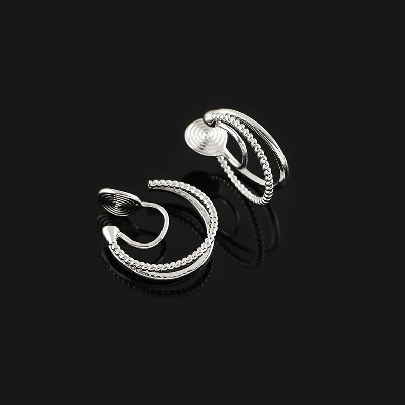 New Minimalist Double-layer Ring Earrings Retro Without Ear Holes Mosquito Repellent Coils Ear Clips Women's Versatile Gift