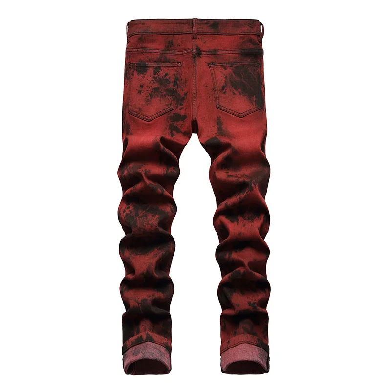 Mcikkkn pantaloni Jeans Casual stampati Tie Dye da uomo pantaloni in Denim Streetwear lavati Vintage per uomo