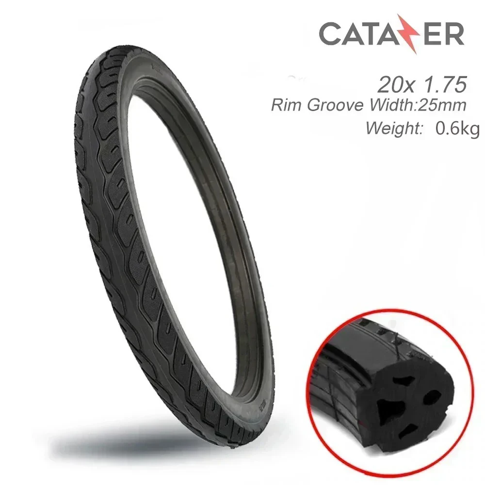 CATAZER 20 Inch Bicycle Airless Solid Tires 20x1.75/1.95 Tires Anti-slip Black Breakproof Bike Tires Riding BMX / Kids\'Bikes