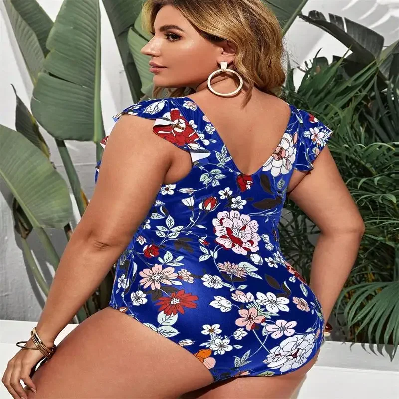 Large size swimsuit one-piece sexy floral European and American swimsuit Amazon swimsuit women