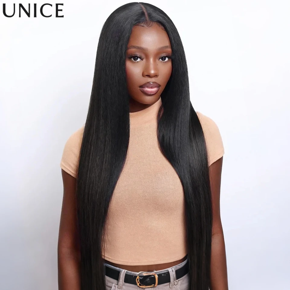 UNice Bye-Bye Slip 7x5 Lace Yaki Straight Wig 30 Inch Pre Cut Pre