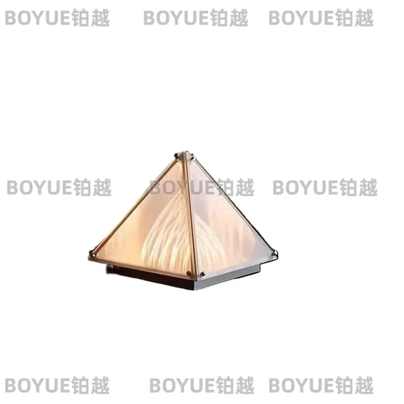 Modern Minimalist Pyramid Desk Lamp Nordic Geometric Table Light Luxury Bedside Reading Lamp Creative Bedroom Decor Fixture
