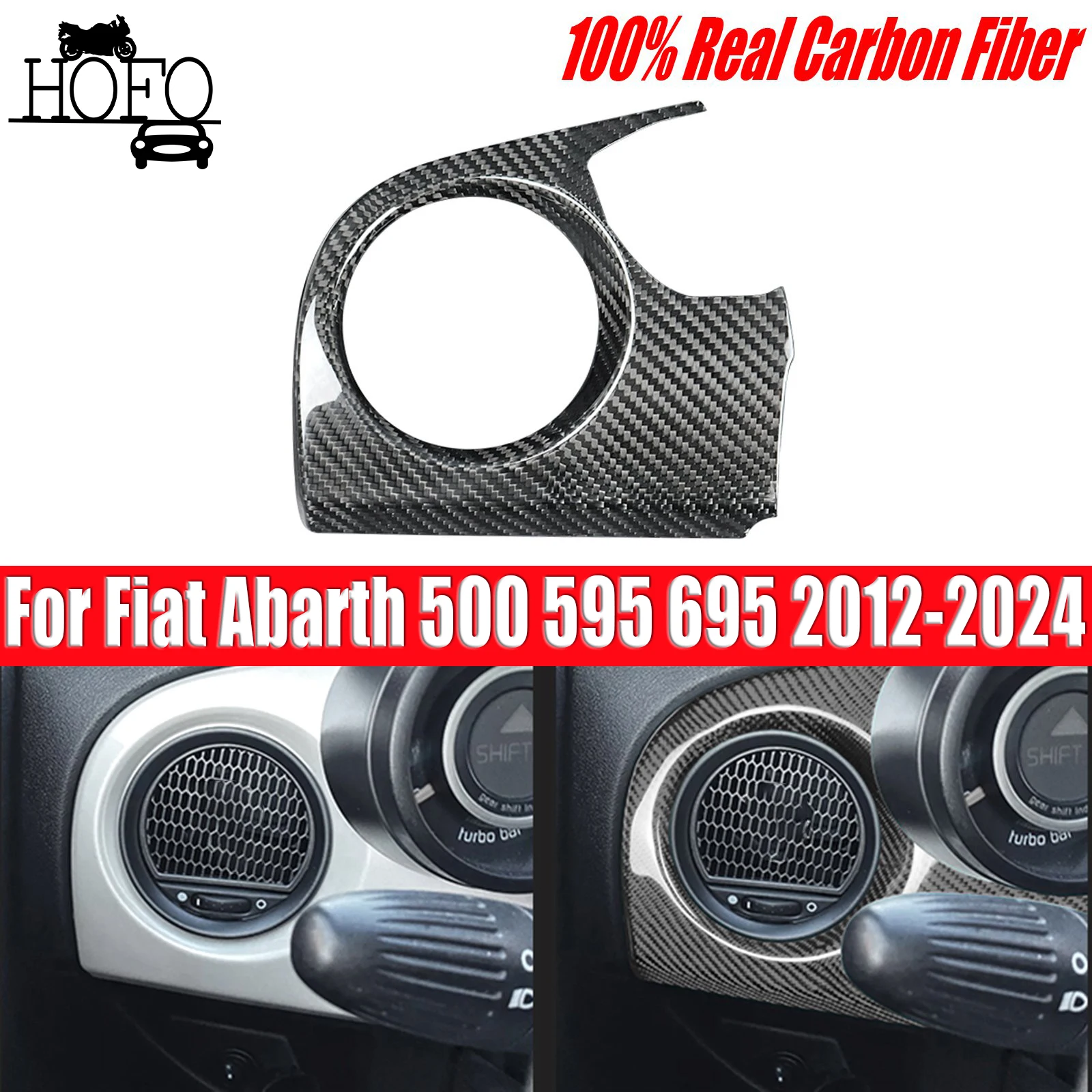 

Real Carbon Fiber Driver Side Air Vent Outlet Trim For Fiat 500 Abarth 595 2012-2024