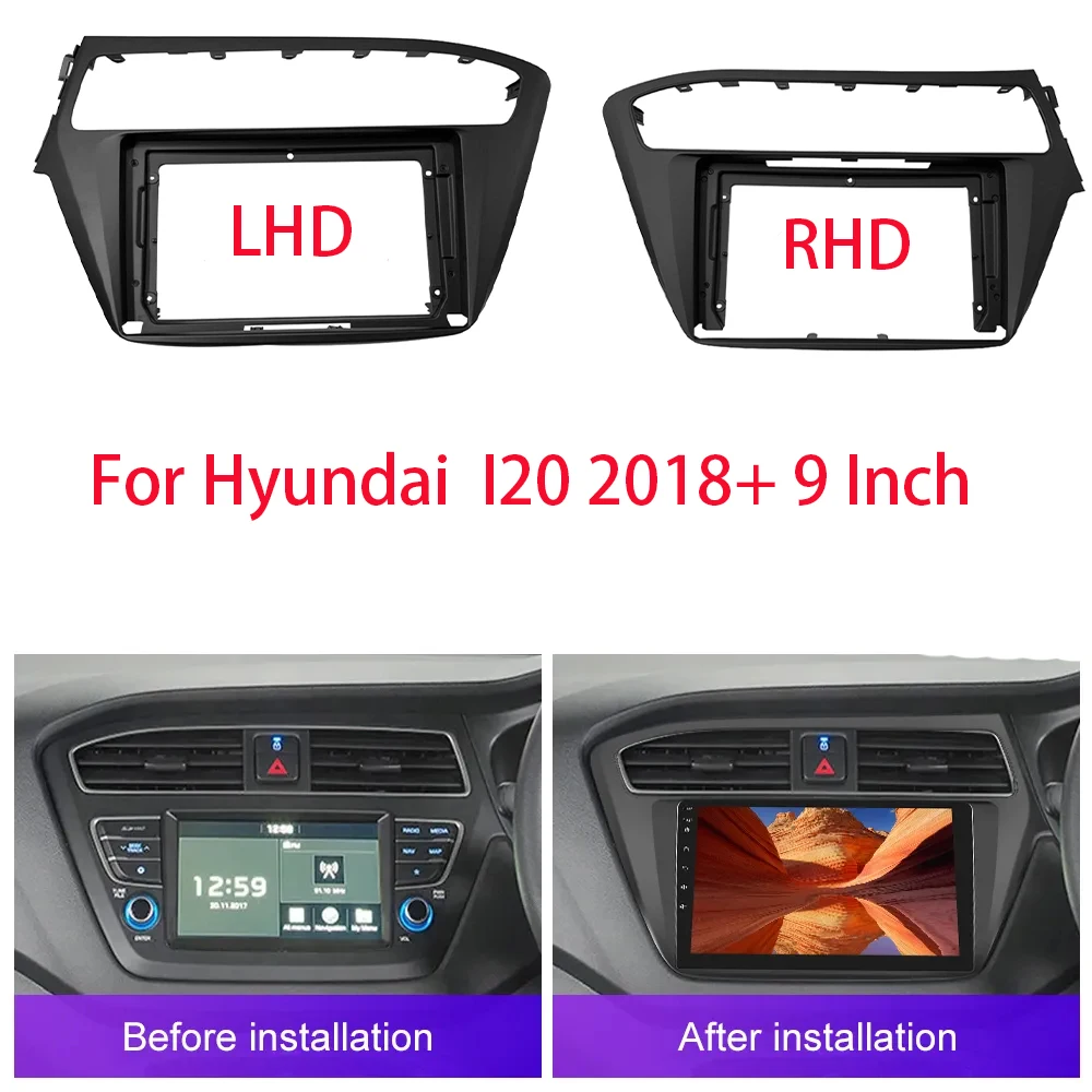 

2 Din 9 Inch Car Radio Installation DVD GPS Mp5 ABS PC Plastic Fascia Plane Frame for Hyundai I20 LHD 2018+ Dash Kit