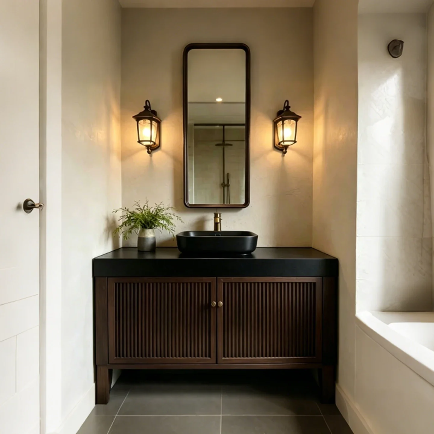 PYH new Chinese-style resort hotel bathroom cabinet combination floor-to-ceiling rock slab ceramic medium-ancient