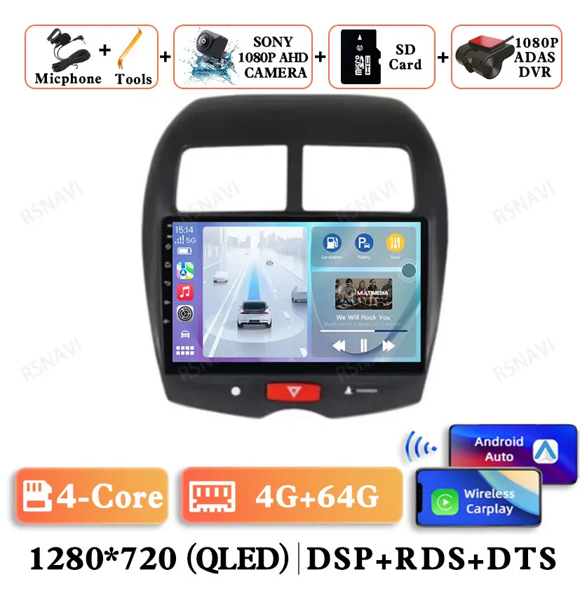 Android 15 Voor Mitsubishi ASX 1 2010 2011 2012-2016 Navigatie Autoradio BT DSP Viedo Speler 5G WIFI Head Unit Stereo Multimedia - afbeelding 1