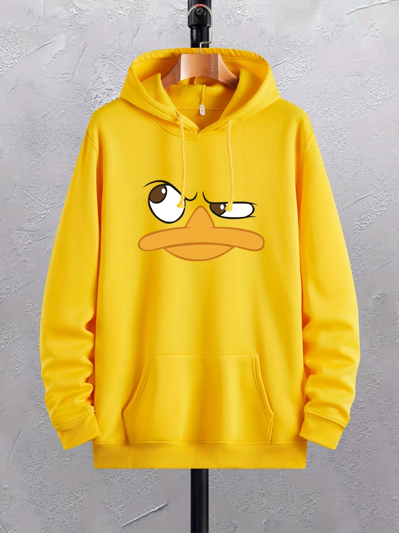 Cartoon Duck Print Hoodies For Men, Graphic Hoodie With Kangaroo Pocket, Comfy Loose Trendy Drawstring Hooded Pullover