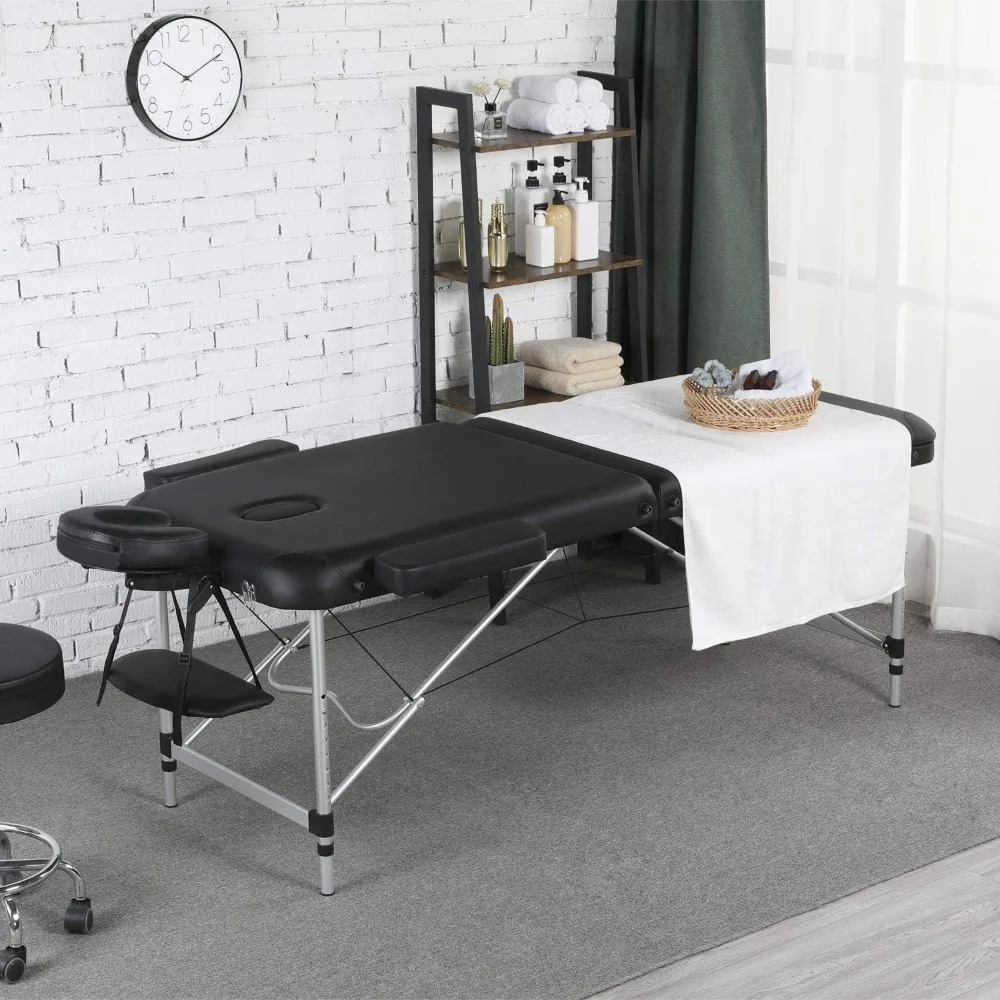 Klappbarer Massagetisch, 3 Bereiche 213 x 82 x (67,5–89), cm, tragbarer Schönheitsmassagetisch mit Tragetasche, höhenverstellbar
