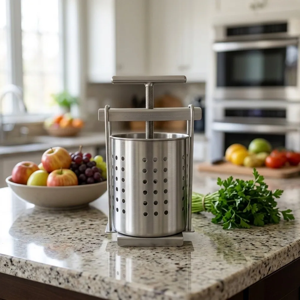 Stainless Steel Manual Juicer for Honey Extraction Vegetable Water Removal and Food Preparation in Home Kitchens
