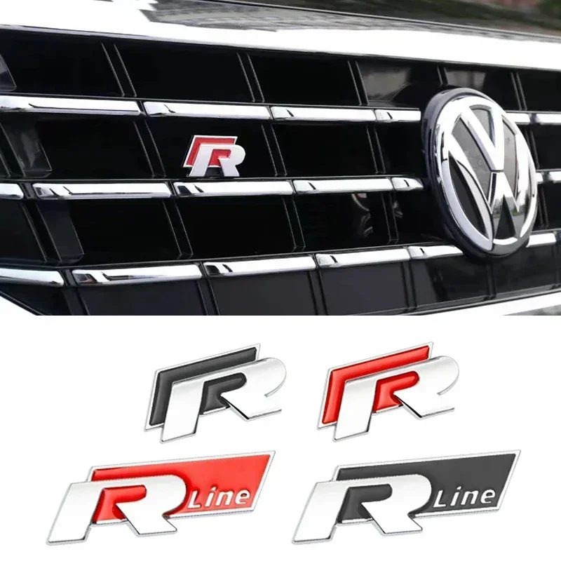 Car Front Grille Trunk Sticker R Rline Logo Badge Decals For VW GTI Polo Golf 7 Passat B6 Tiguan Arteon T-ROC Jetta Scirocco CC - view 2