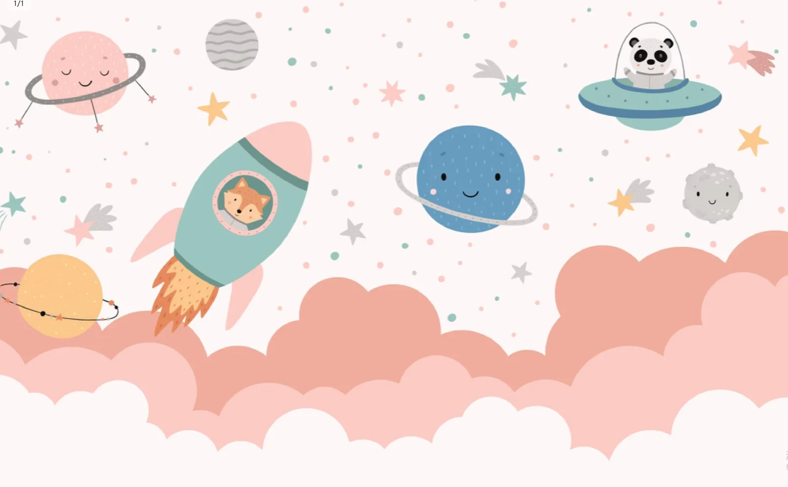 Customized 3d wallpaper hand-painted cartoon airplane balloon children's room indoor background wall decoration 3d wallpaper