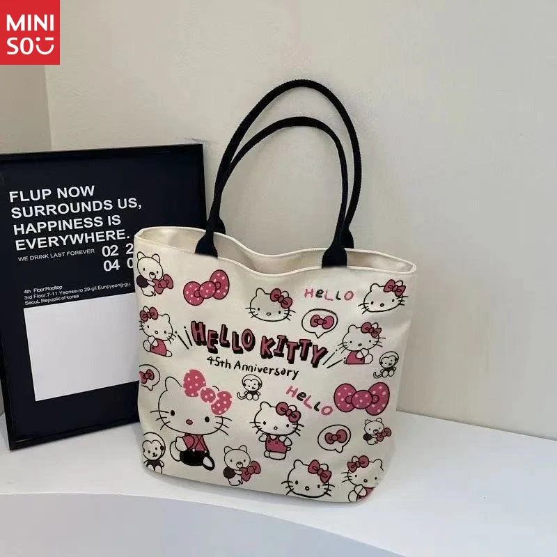 حقيبة قماشية يابانية من Miniso 2025، حقيبة كتف كبيرة سميكة للطلاب #2