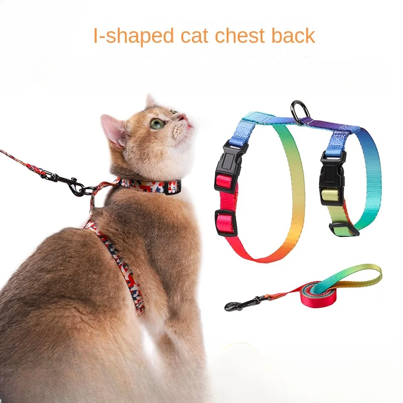 Adjustable Cat Harness Cotton Strap Collar with Leash,Cats Outdoor Walking Escape Proof H-Shaped Vest for Large Small Cats,dogs