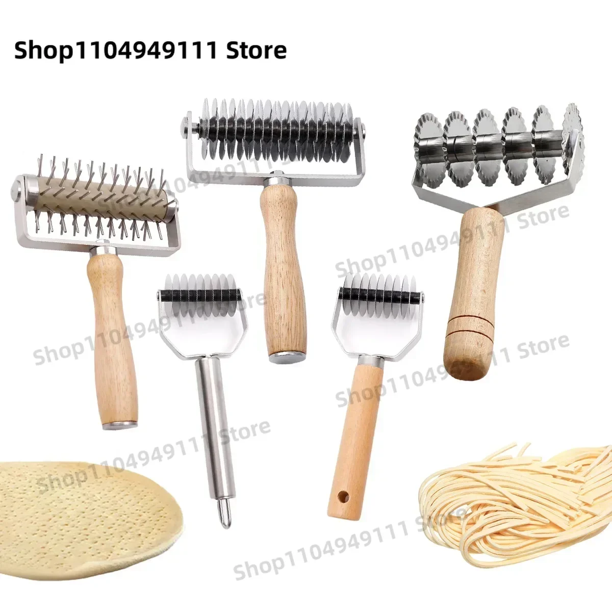 

Manual Pasta Machine – Stainless Steel Noodle Cutter with Wood Handle, Dough Roller & Sheeter