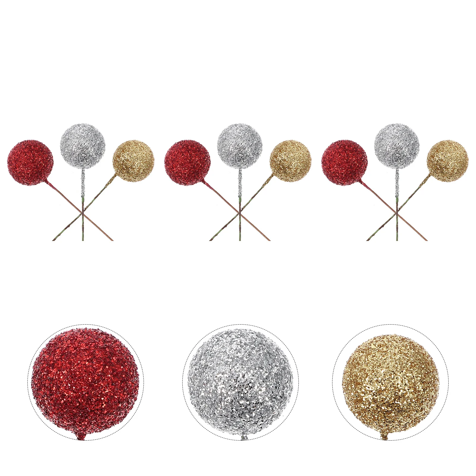 

150Pcs Christmas Glitter Ball Fake Berry Decor Hanging Ornament Xmas Tree Ball Decor Winter Holiday Christmas Decorations