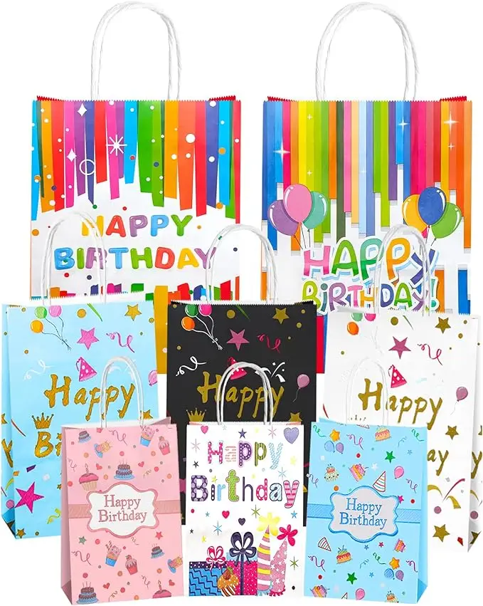 40PCS Birthday Party Kraft Paper Bags Wholesale Gift Gift Packaging Bags Cartoon Customizable Shopping Tote Bags